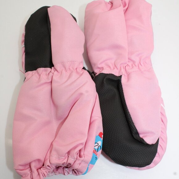 Kids/Toddler Winter Gauntlet Mittens Pink With Cute Animals Size Small 4.5" Hand - Picture 3 of 3